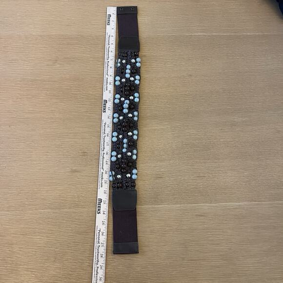 Anthropologie Beaded Macrame Belt Size S Leather Western Coastal Cowgirl Boho - Picture 7 of 7